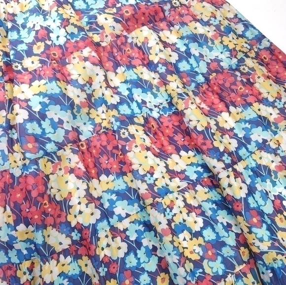 Johnny Was Blue Pink Boho Maxi Rayon Silk Floral Skirt Sz Xs - Picture 8 of 13